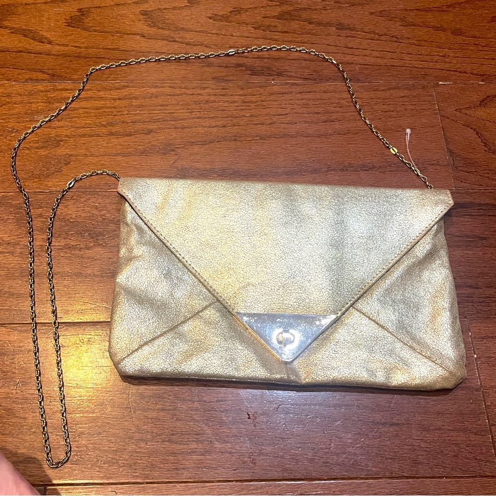 Expressions NYC Metallic Gold Shimmer Shoulder Crossbody Party Night Out Bag